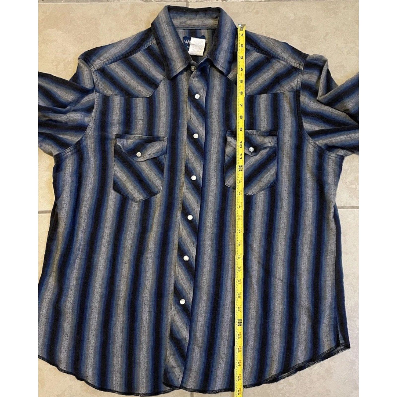 Wrangler Vtg Wrangler Striped Pearl Snap Shirt XL Rodeo Cowboy Western Biker Grunge 90s Size XL / US 12-14 / IT 48-50 - 5 Thumbnail