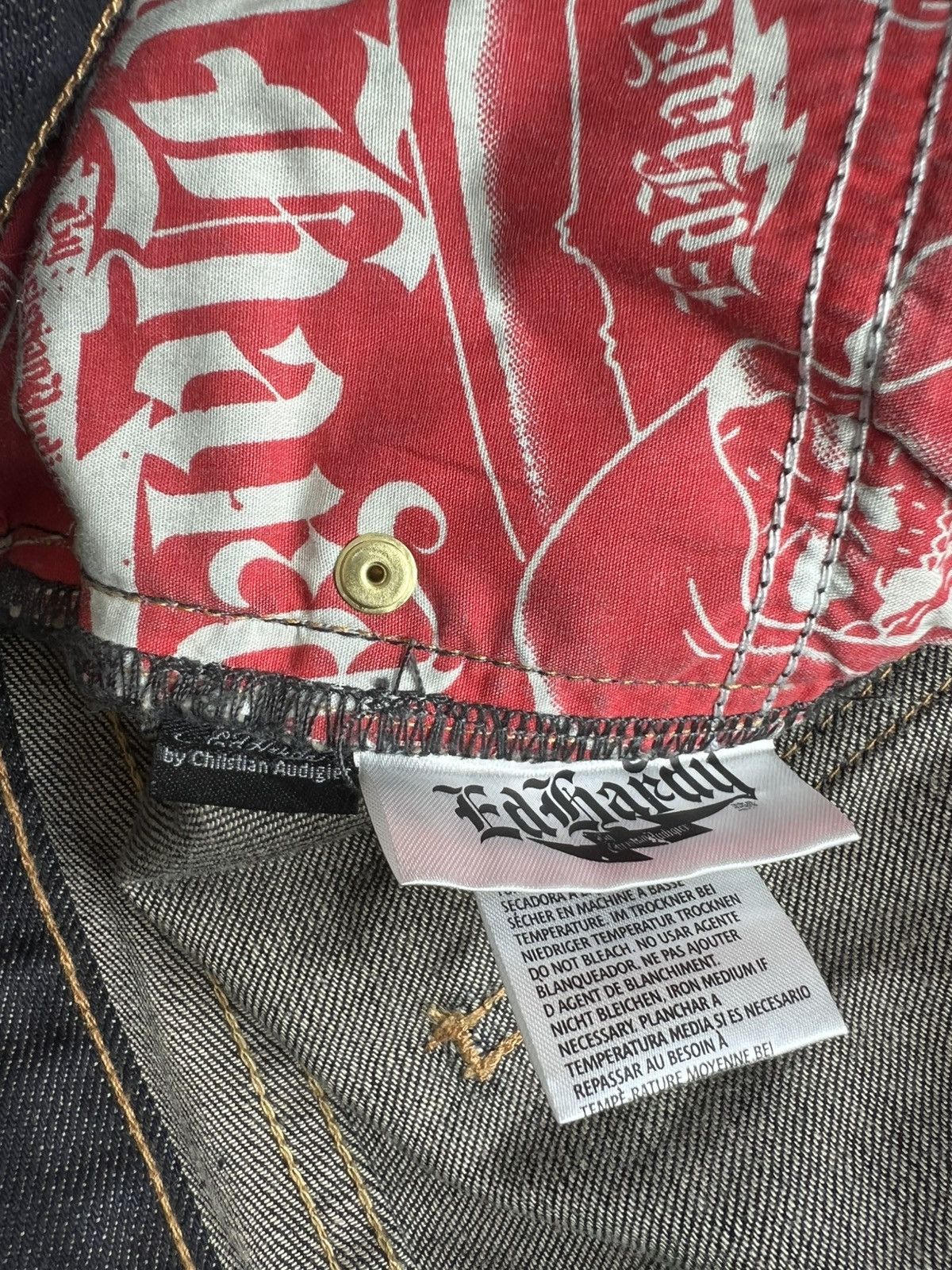 Ed Hardy RARE OG ED HARDY Audigier Tiger Embroidery Button Fly Denim Size US 32 / EU 48 - 6 Thumbnail