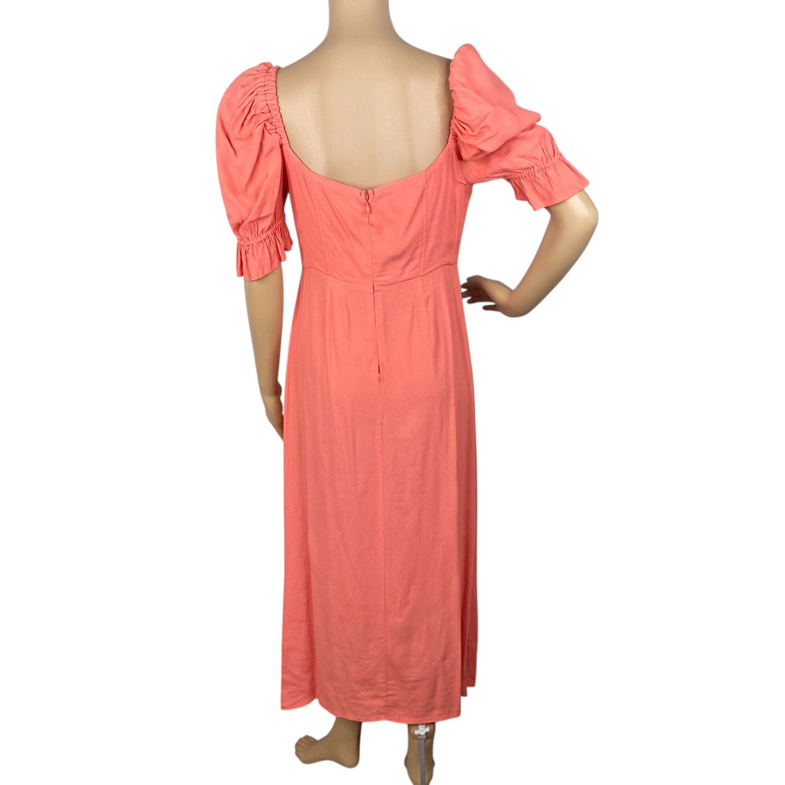 WeWoreWhat We Wore What Coral Pink Puff Sleeve Midi Dress - Size 6 Size M / US 6-8 / IT 42-44 - 8 Thumbnail