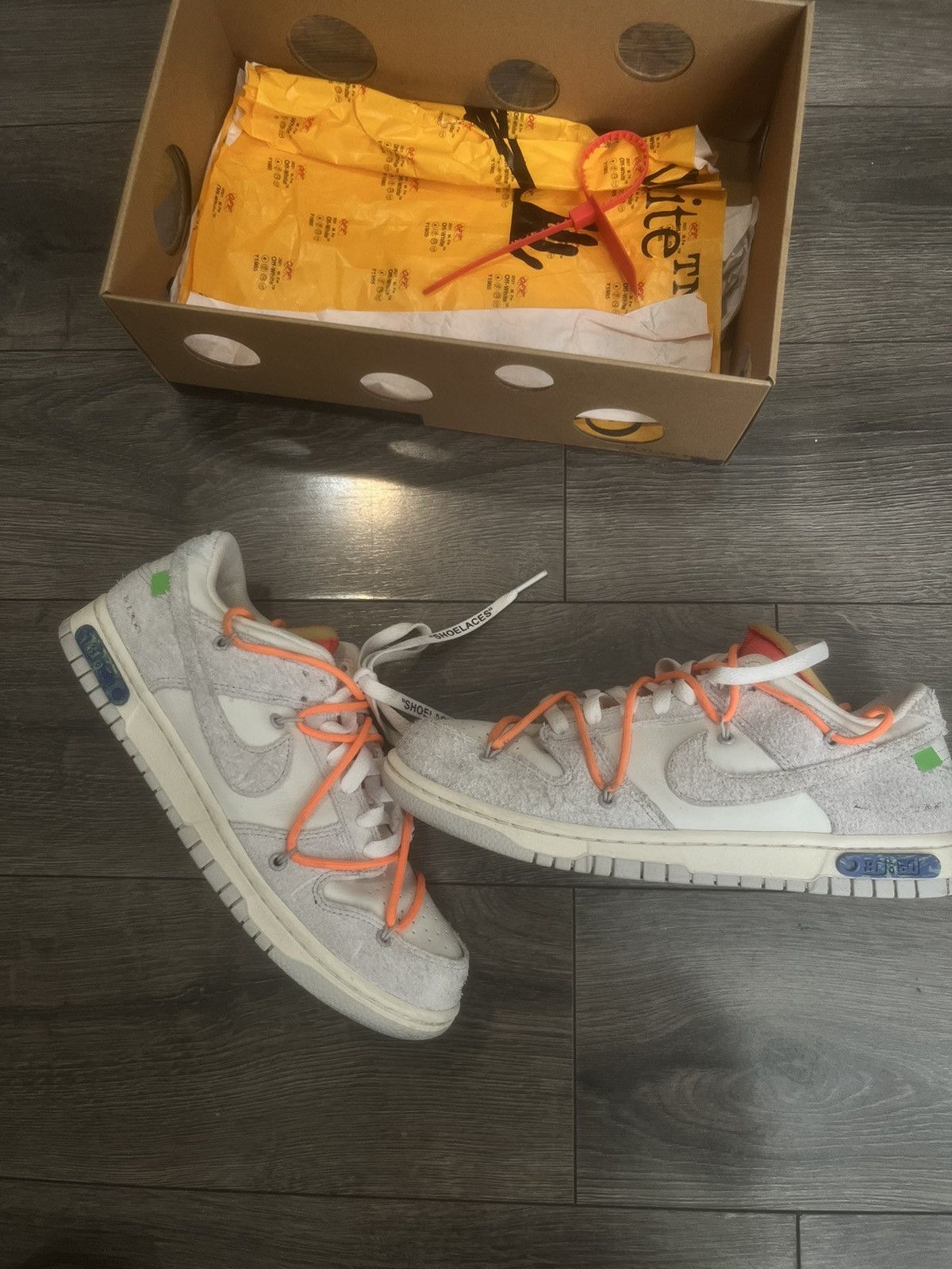 image of Nike Off White Dunk Low Lot 31 Shoes in Sail White, Men's (Size 8)