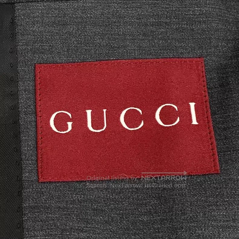 Gucci Gucci Dark gray logo embroidered wool lapel zipper long-sl Size S / US 4 / IT 40 - 5 Thumbnail