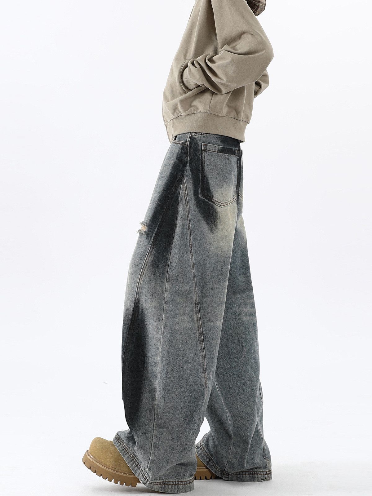Japanese Brand Men's American Splatter-Paint Distressed Curved-Leg Jeans Size US 32 / EU 48 - 3 Thumbnail