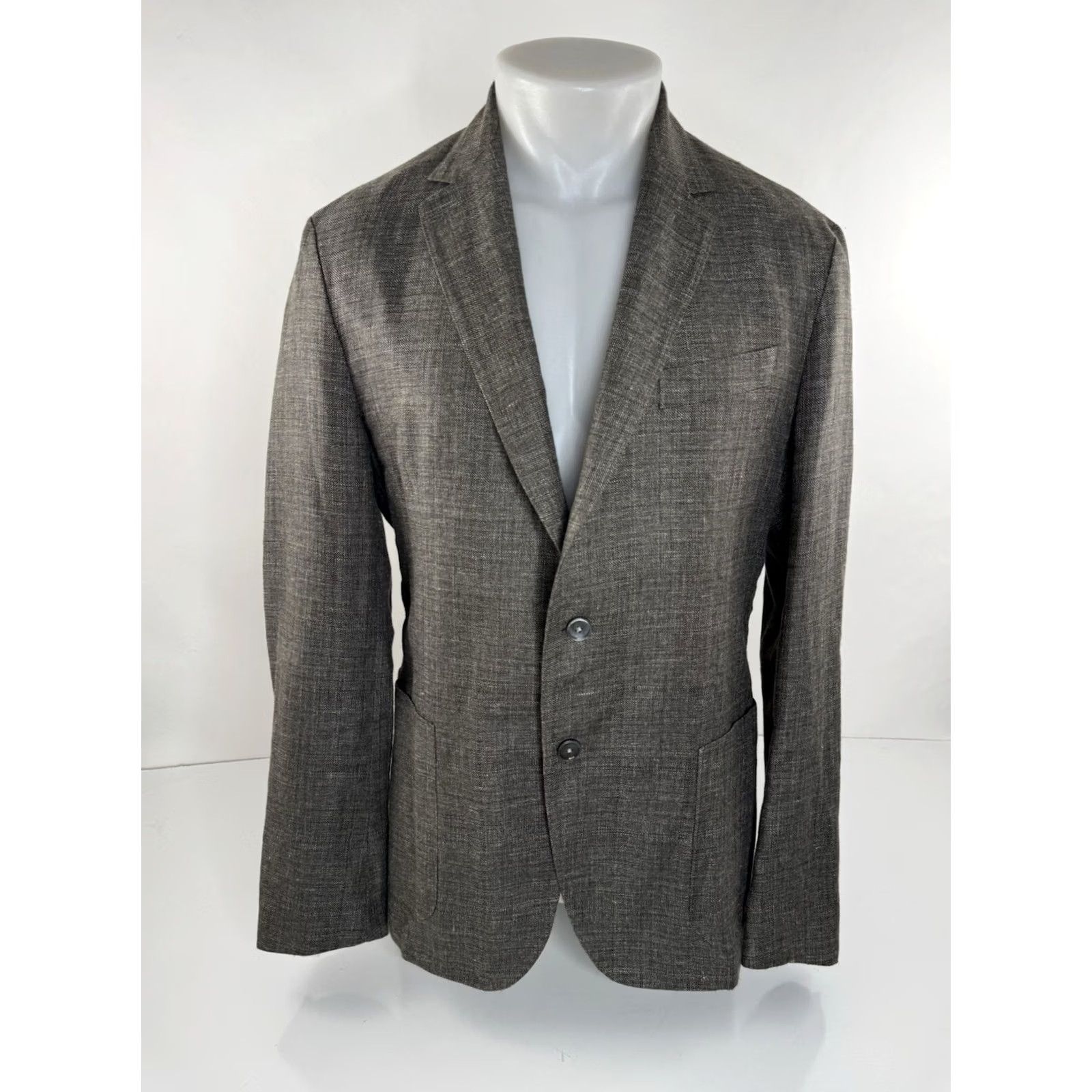 Hugo Boss HUGO BOSS Blazer Mens 42 Wool Linen EXCELLENT Brownish Gray Jacket Size 42R - 2 Thumbnail