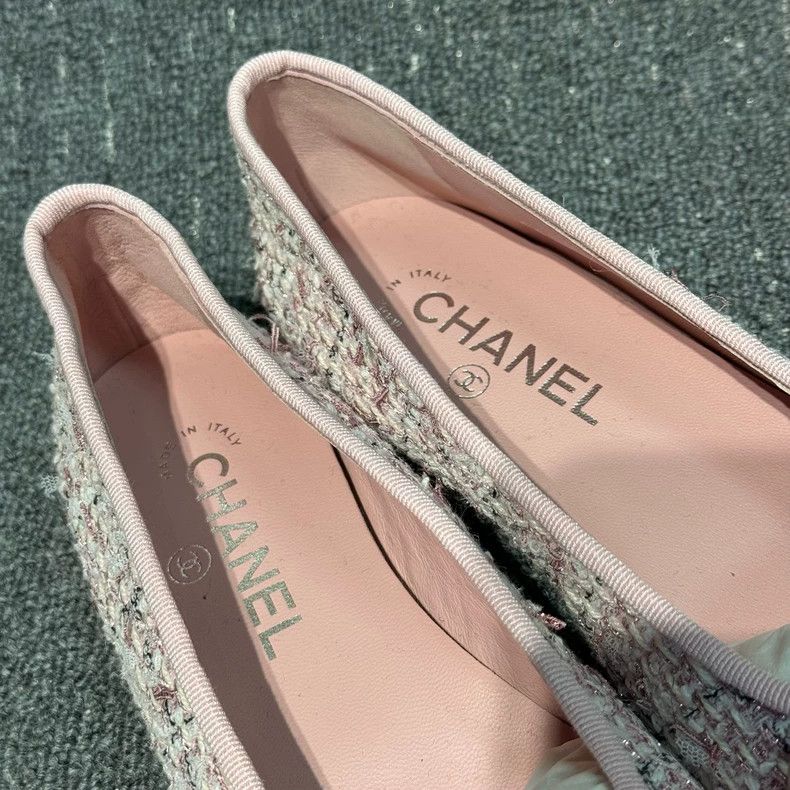 Chanel Chanel Pink coarse flower bow flat shoes Size US 7.5 / IT 37.5 - 6 Thumbnail