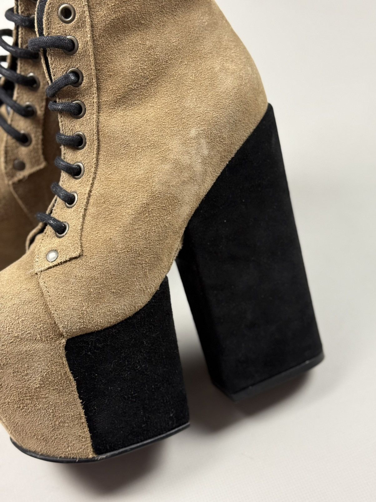 Jeffrey Campbell Avant-Garde Suede Block Heeled Platform Boots Shoes Size US 7 / IT 37 - 12 Thumbnail