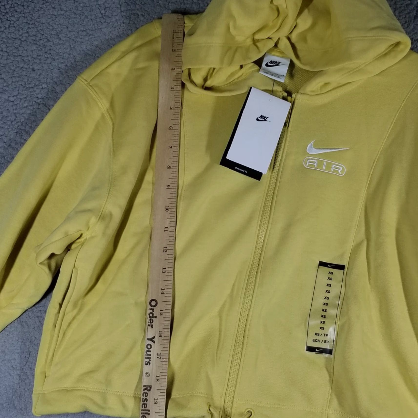 Nike Nike Womens XS Hoodie French Terry Oversized Full-Zip Yellow 90s Style Size XS / US 0-2 / IT 36-38 - 3 Thumbnail