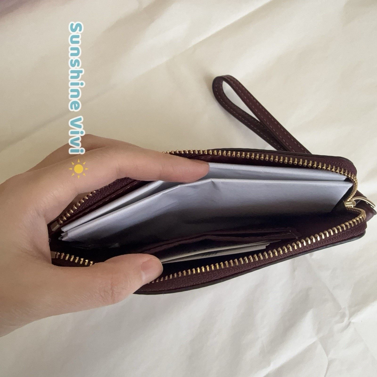 Coach NWT Coach Corner Zip Wristlet In Leather Maroon CCL23 Size ONE SIZE - 6 Thumbnail