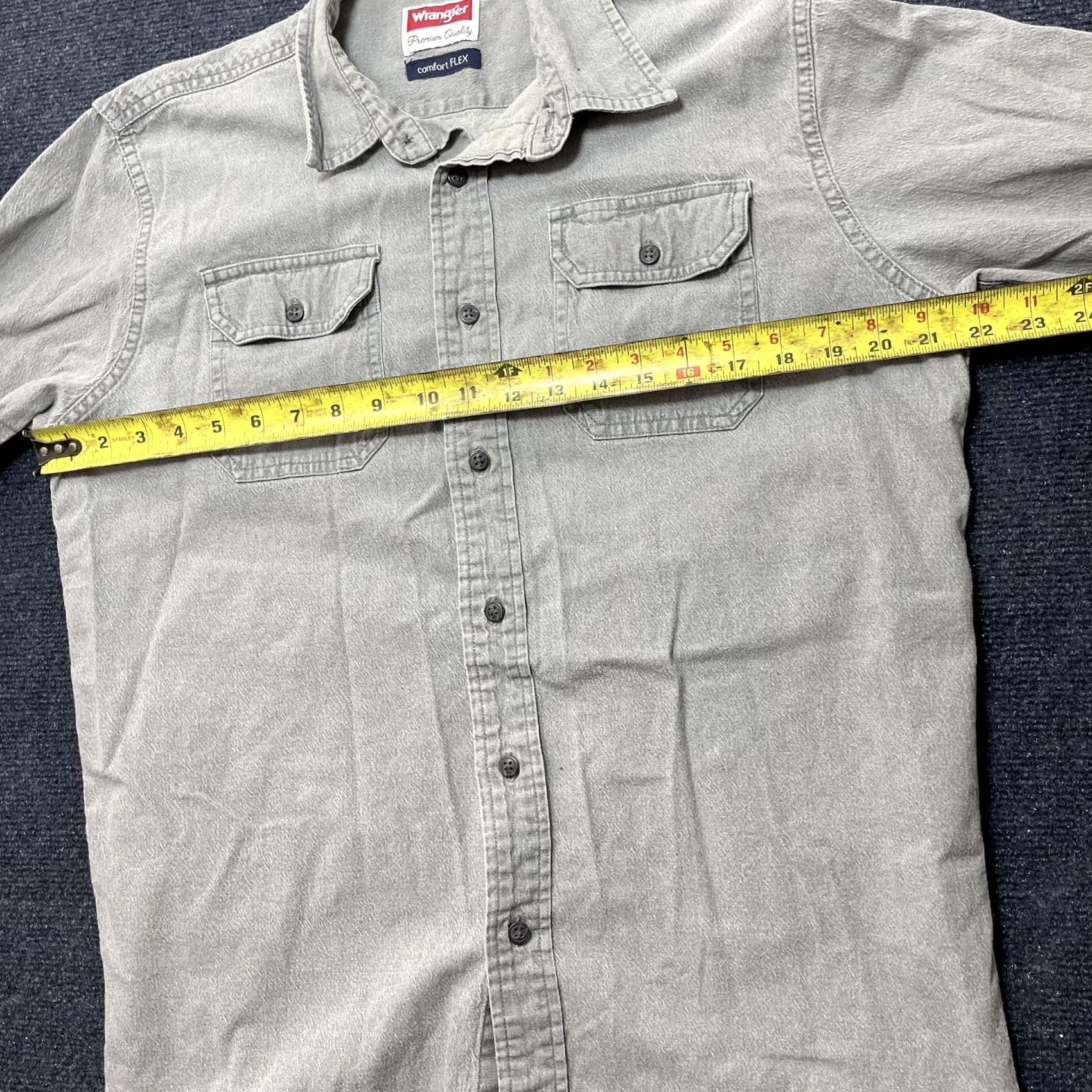 Wrangler Wrangler Shirt Mens Medium Gray Denim Long Sleeve Button Up Stretch Comfort Flex Size US M / EU 48-50 / 2 - 7 Thumbnail