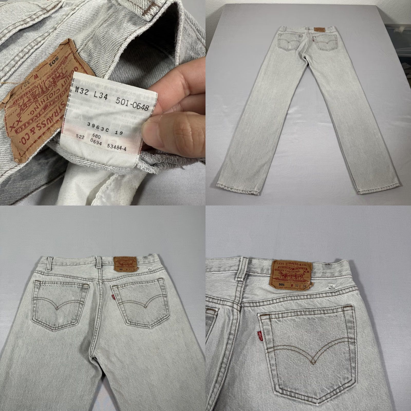 Levi's VINTAGE Levi's 501 Jeans Mens 32x34 Gray Light Wash Straight Leg Denim Pants USA 90s Mens Size US 32 / EU 48 - 9 Thumbnail