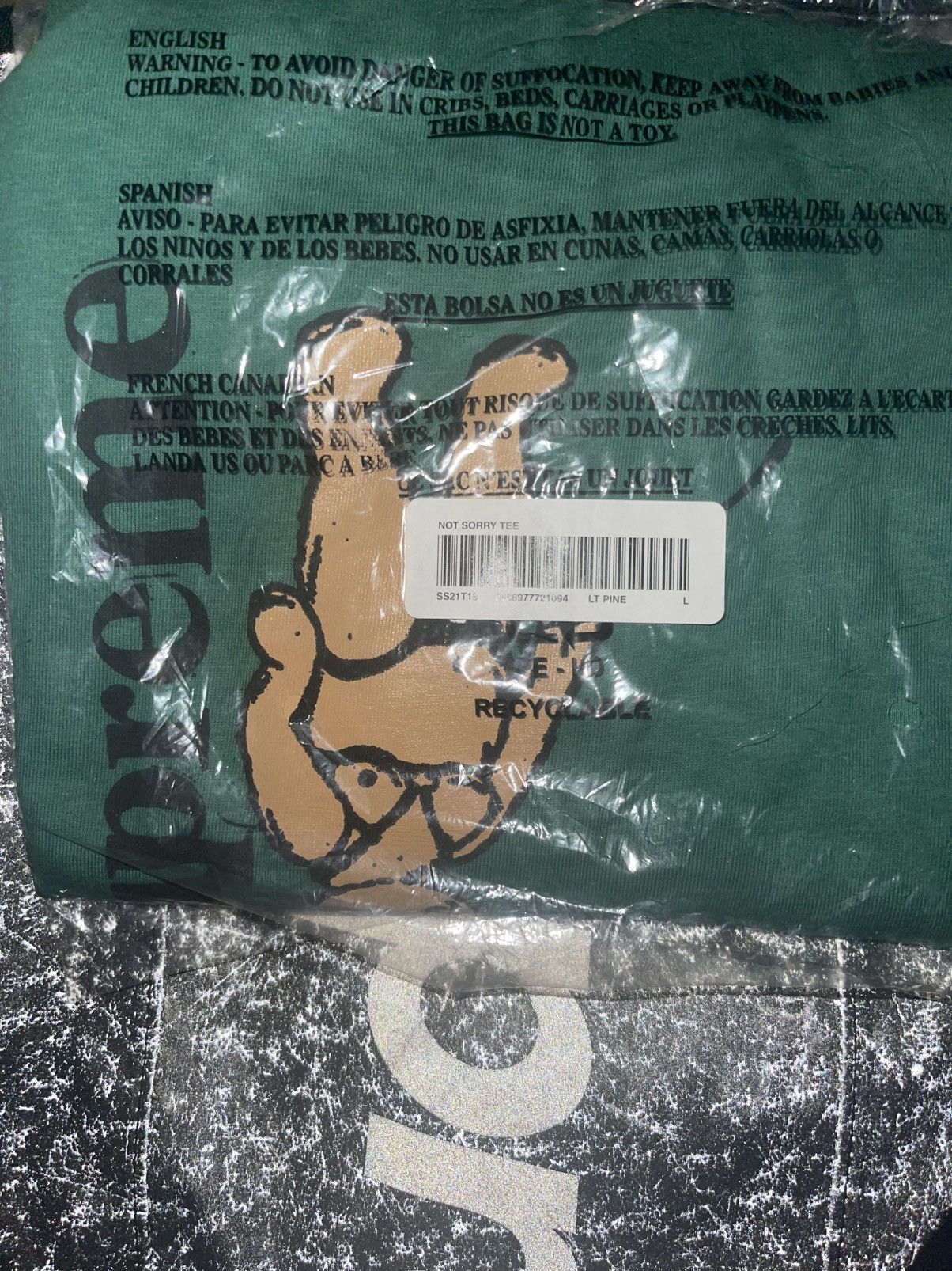 Supreme Supreme NOT SORRY TEE, light pine green, deadstock Size US L / EU 52-54 / 3 - 2 Thumbnail
