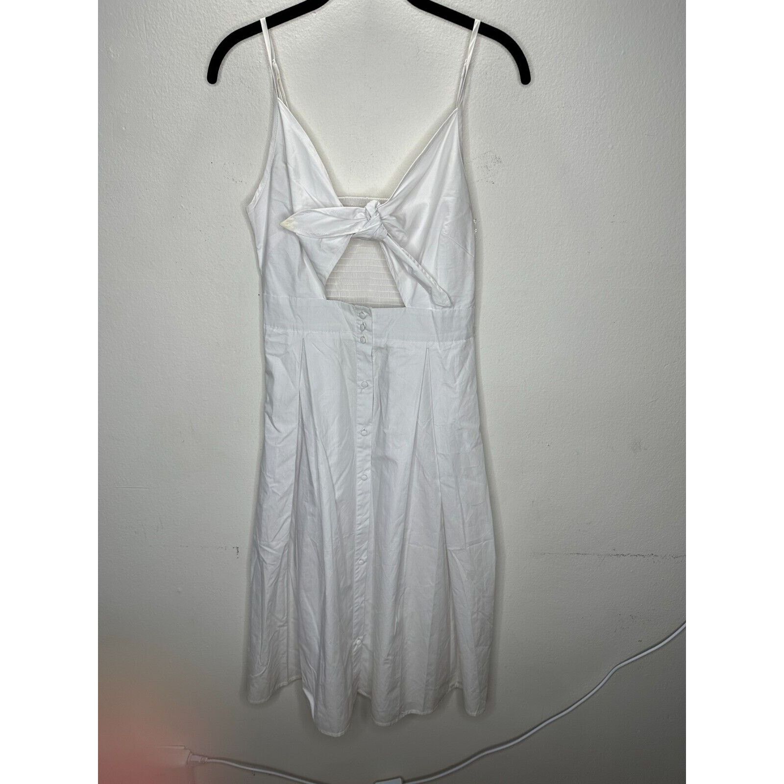 Other White Front Tie Spaghetti Strap Open Front Button Dress M Size M / US 6-8 / IT 42-44 - 5 Thumbnail