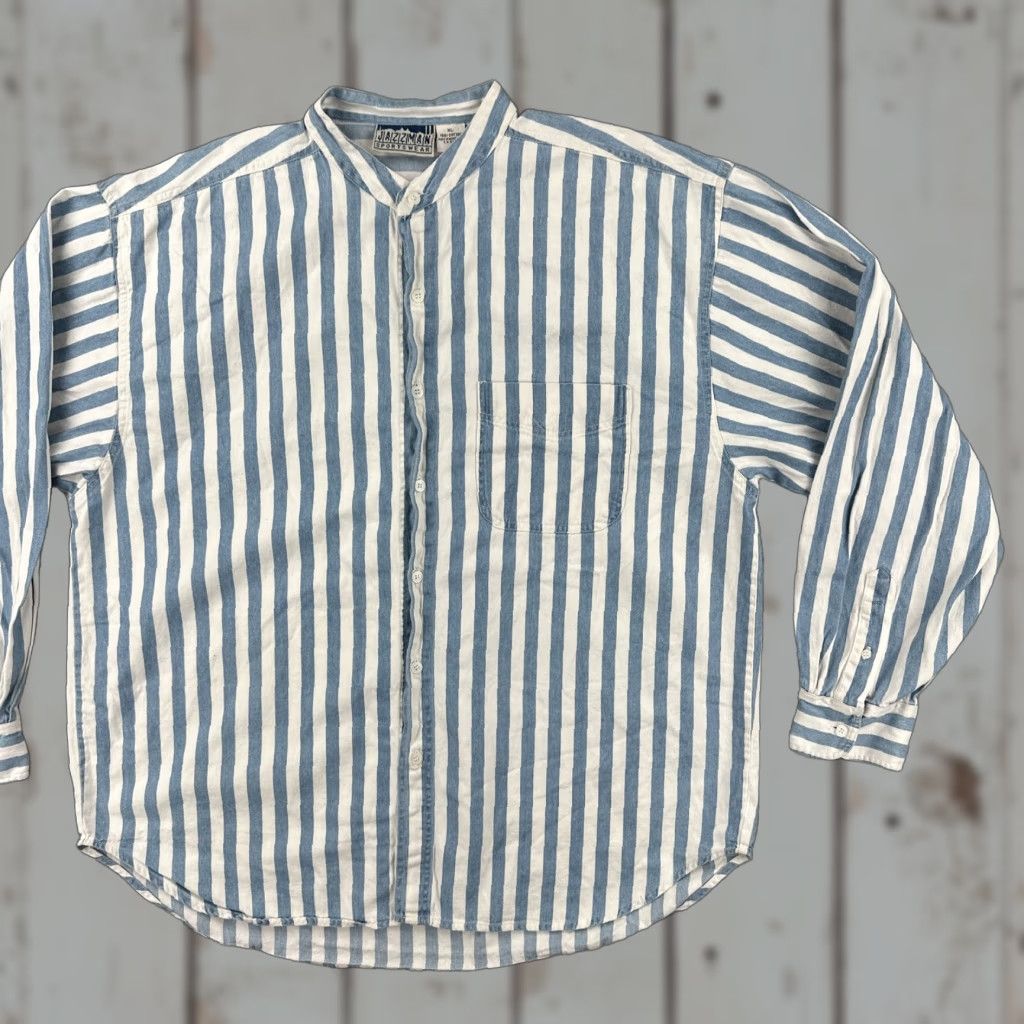 Vintage VINTAGE Jazzman Sportswear 90s XL Long Sleeve Button-Up Shirt Blue White Stripes Size US XL / EU 56 / 4 - 1 Thumbnail