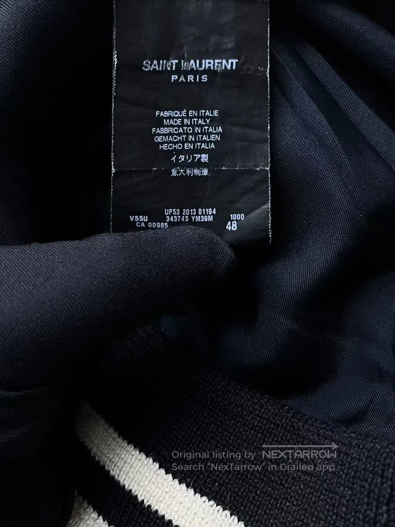 Saint Laurent Paris black and white striped baseball jacket. Size US L / EU 52-54 / 3 - 5 Thumbnail