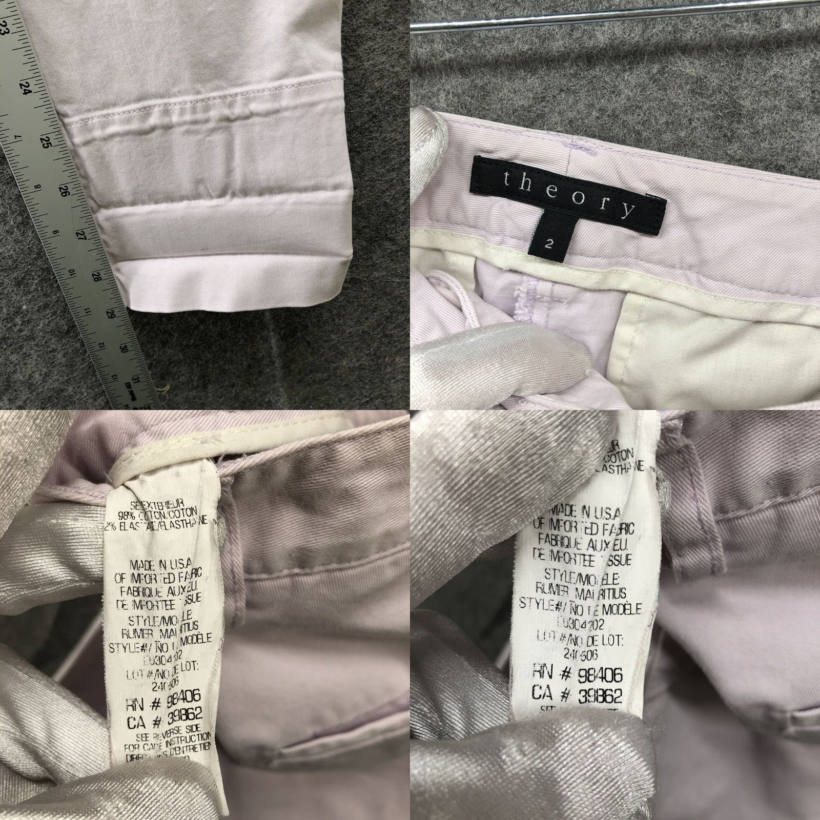 Theory Theory Roll Up Chino Pants Womens Size 2 Light Purple Mauve Ankle Low Rise Pants Size 26" / US 2 / IT 38 - 8 Thumbnail