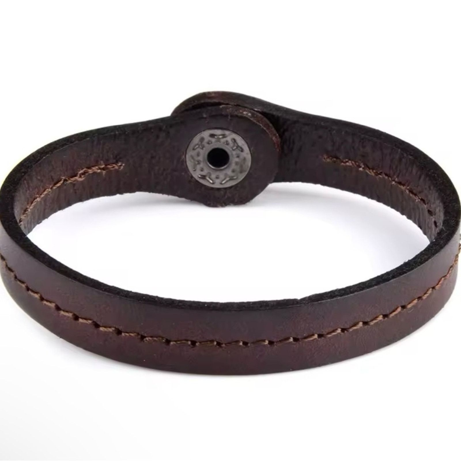 Other Men’s Retro Leather Wrap Cord Cuff Bracelet Brown Size ONE SIZE - 2 Thumbnail