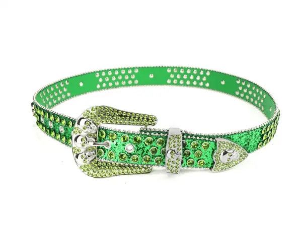 Leather Arisawa x Misac Rhinestone Studded PU Leather Belt Size ONE SIZE - 5 Thumbnail