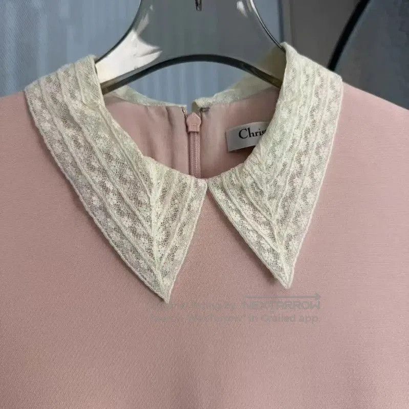 Dior Dior Pink Wool Dress with Lace Collar . Size M / US 6-8 / IT 42-44 - 3 Thumbnail