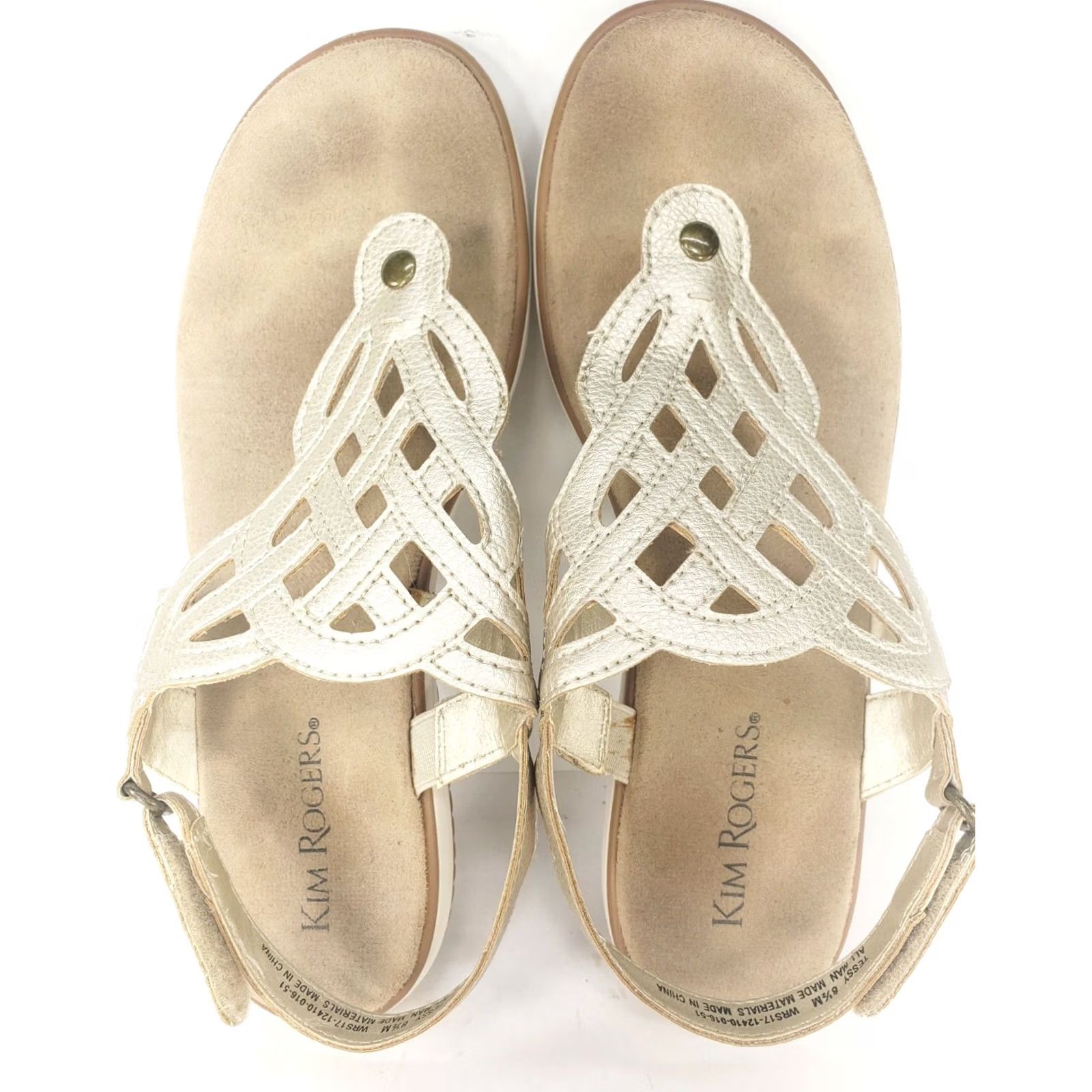 Vintage Kim Rogers Tessy Slingback Flat Sandals Women's 8.5M Light Gold Size US 9 / IT 39 - 6 Thumbnail
