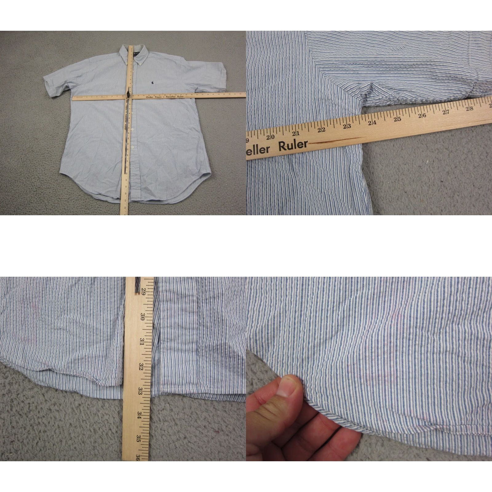 Ralph Lauren Ralph Lauren Shirt Adult M Blue Striped Cotton Polo Button-Up, Short Sleeve, Logo, Classic Fit, Vintage Mens Rugby Size US M / EU 48-50 / 2 - 8 Thumbnail