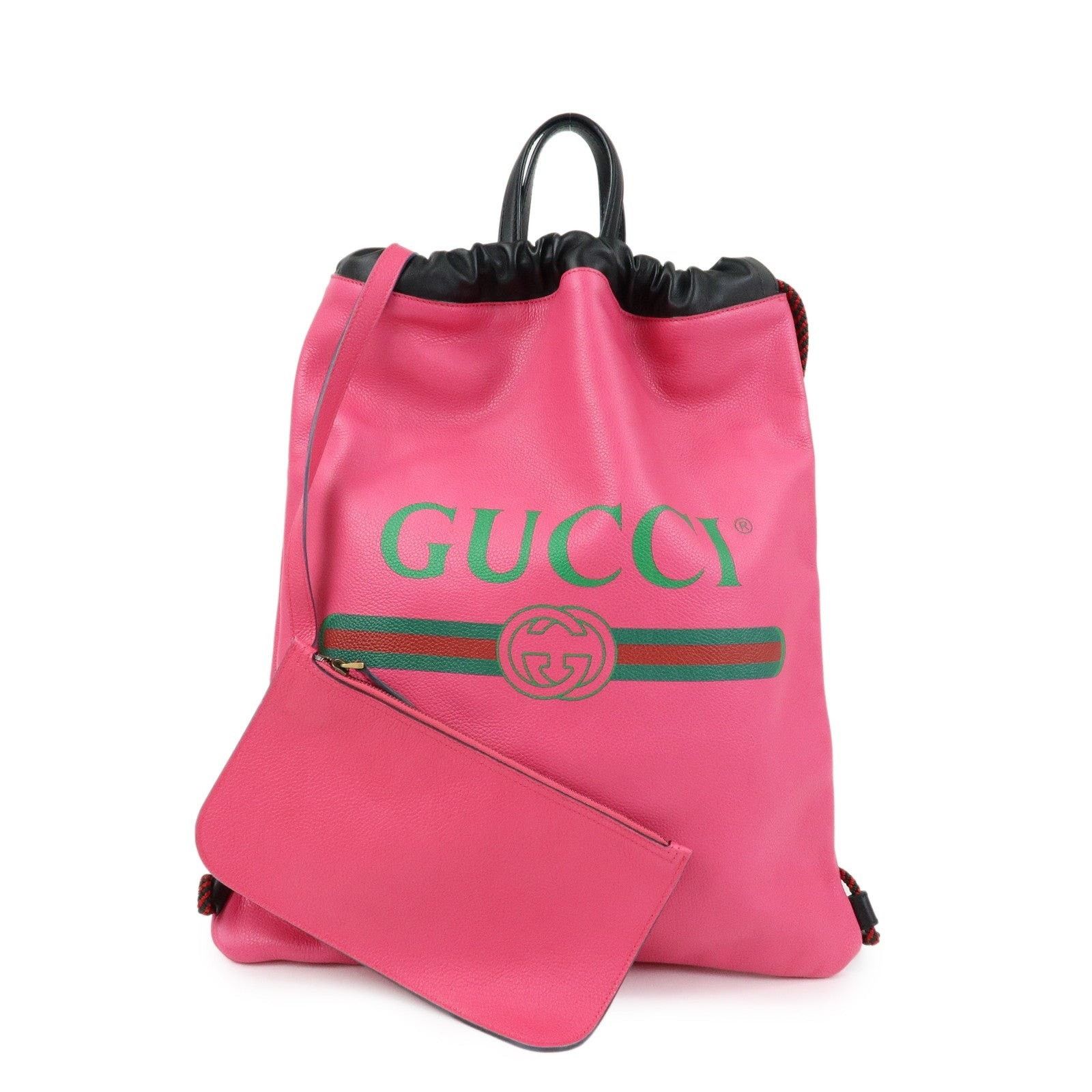 Gucci Gucci Logo Drawstring Calfskin Backpack Pink Size ONE SIZE - 1 Thumbnail