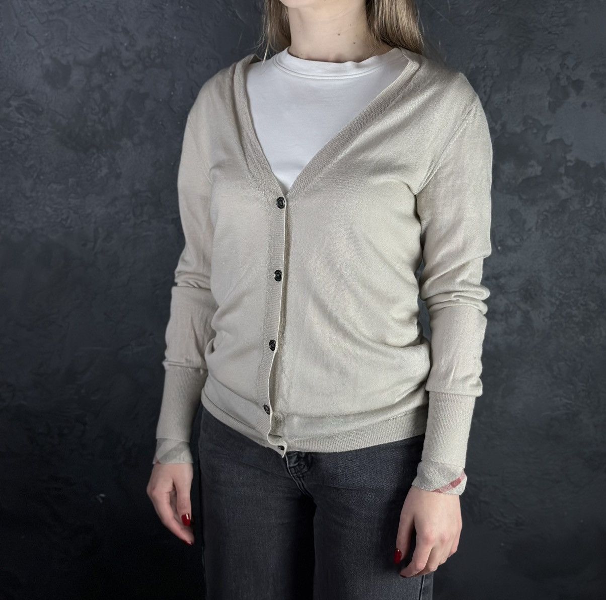 Burberry BURBERRY BRIT Beige Merino Wool Knit Cardigan Sweater Size L Size L / US 10 / IT 46 - 1 Thumbnail