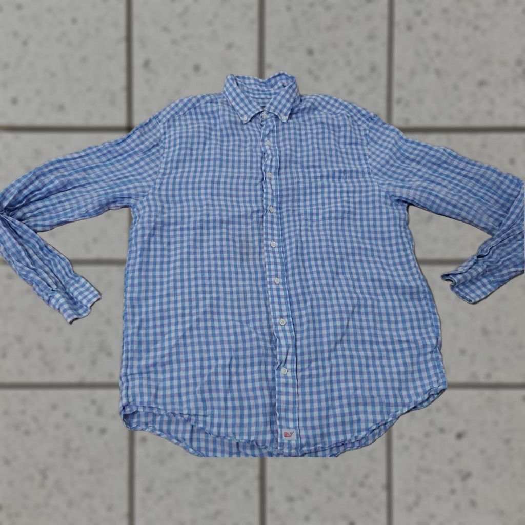 Vineyard Vines VINTAGE? (no) Linen Button-Up Shirt Men L Blue Vineyard Vines Long Sleeve Regular Size L Blue Linen Button-Up Shirt Mens Womens? Size 42R - 1 Thumbnail