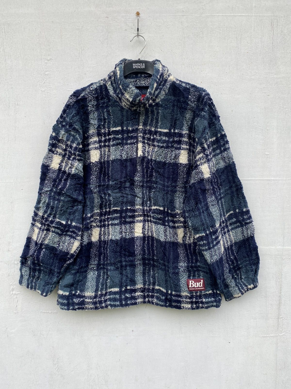 BUDWEISER PULL OVER FLEECE ZIPPER WITH POCKET BLACK