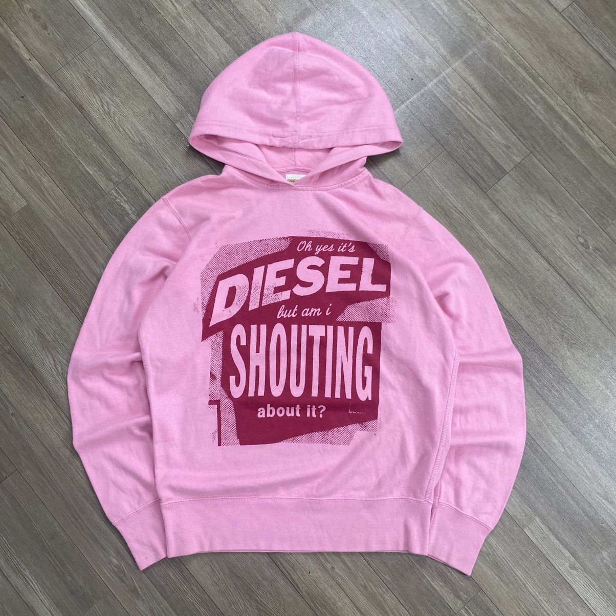 Diesel 2000s Diesel Punk But A Im Shouting Pink Hoodie Size US M / EU 48-50 / 2 - 14 Thumbnail