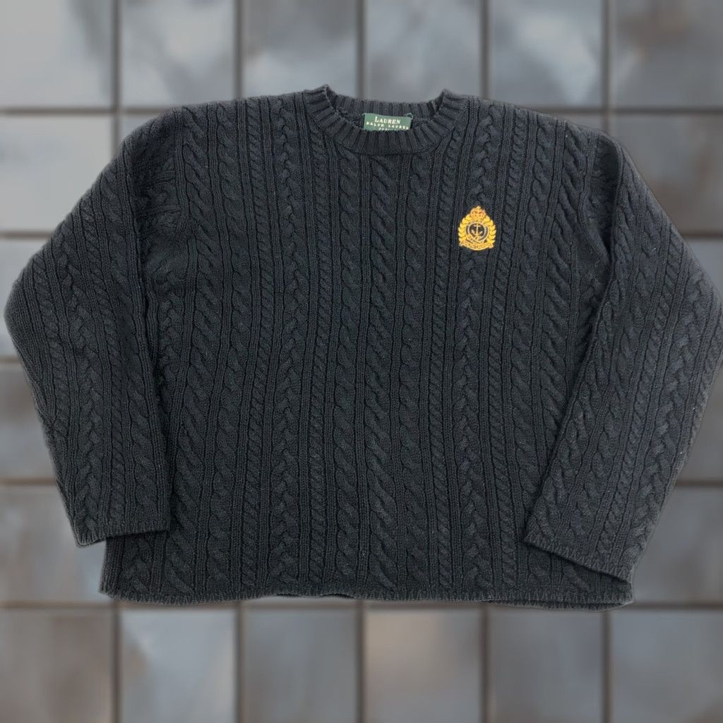 Ralph Lauren VINTAGE Ralph Lauren Sweater Womens Medium Petite Cable Knit Crest Preppy Size M / US 6-8 / IT 42-44 - 1 Thumbnail