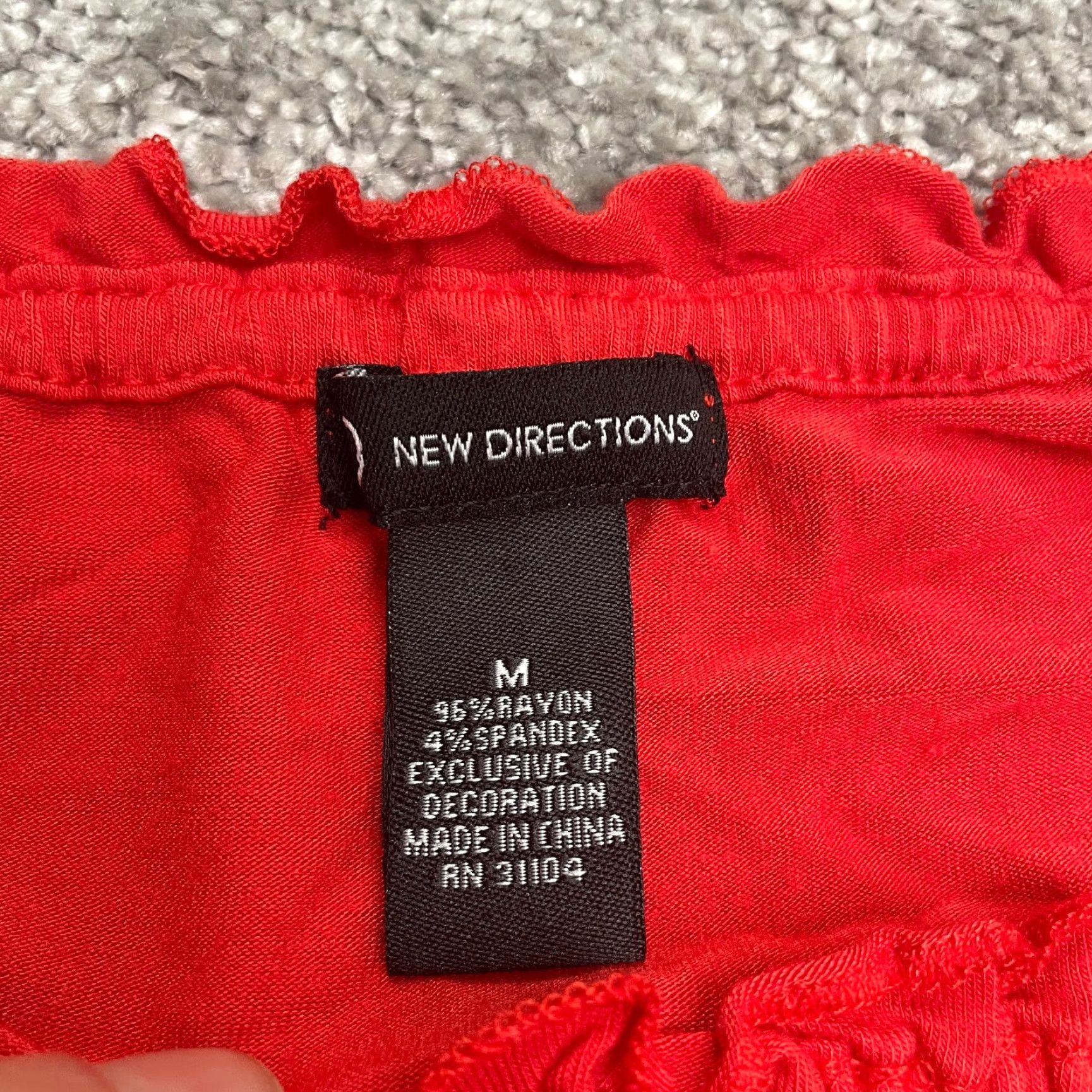 Vintage New Directions Cropped Knot Top Shirt Women M Red Off Shoulder Bell Sleeve Casual Modern Beach 90s Womens Size M / US 6-8 / IT 42-44 - 5 Thumbnail