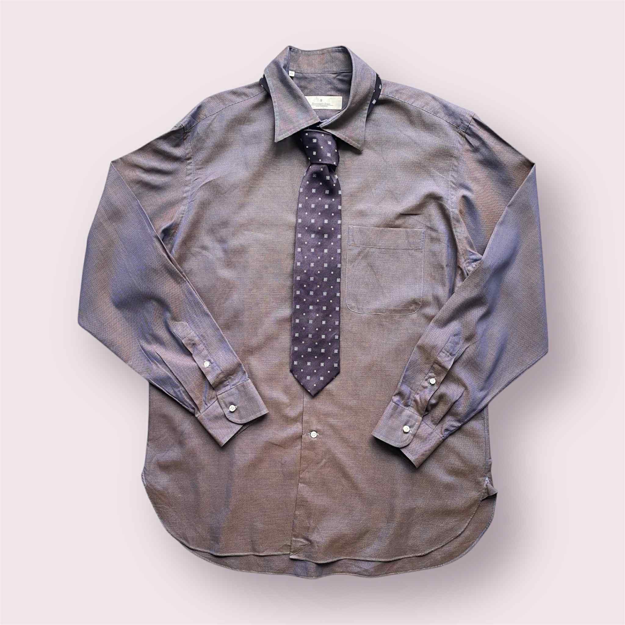 Ermenegildo Zegna Ermenegildo Zegna Button Up Shirt Chameleon Color With Tie Size US XL / EU 56 / 4 - 1 Thumbnail