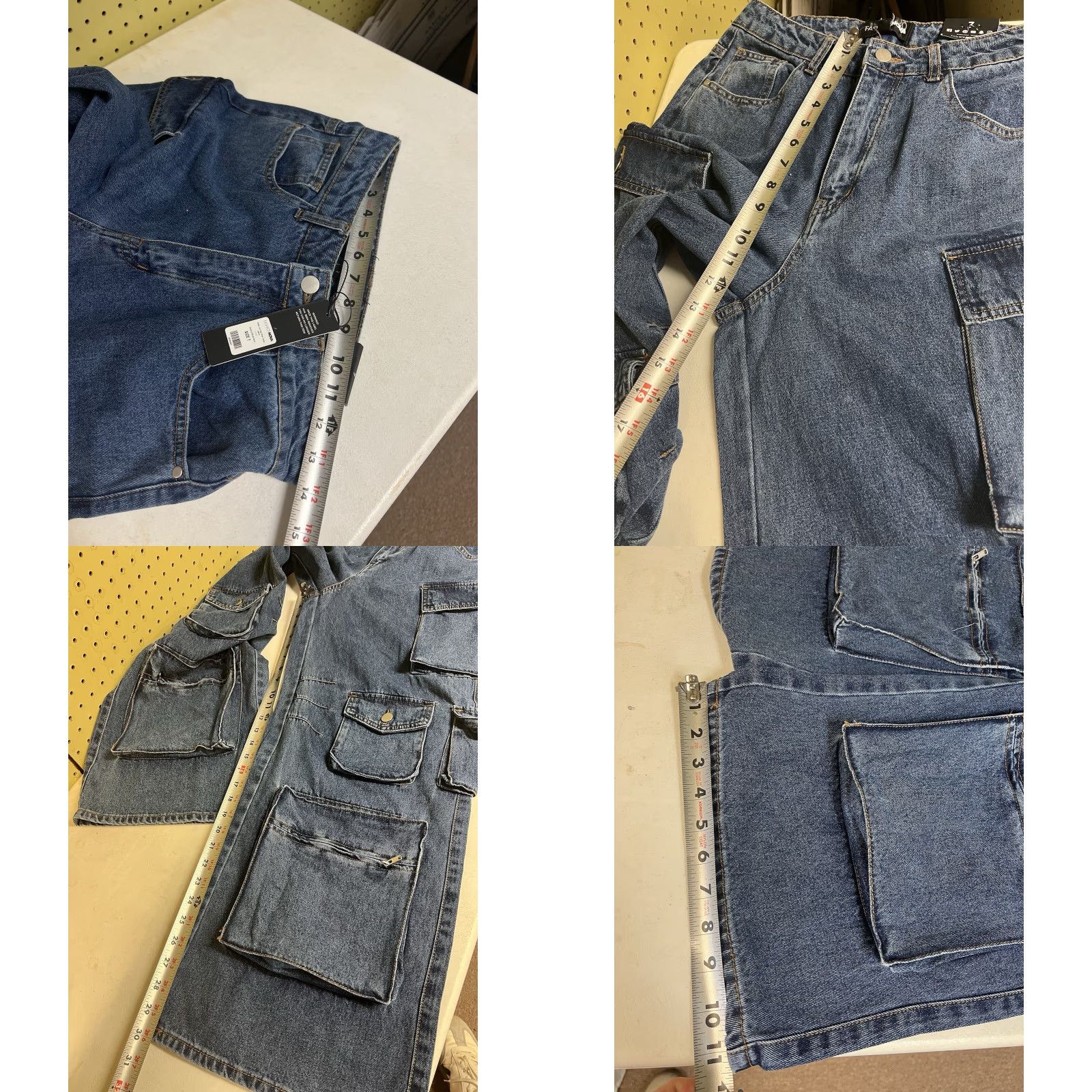 Fashion Nova Fashion nova Jeans Women 7 Blue Cargo Hi-Rise 90s Y2K Baggy Wide-Leg NEW Size 28" / US 6 / IT 42 - 8 Thumbnail