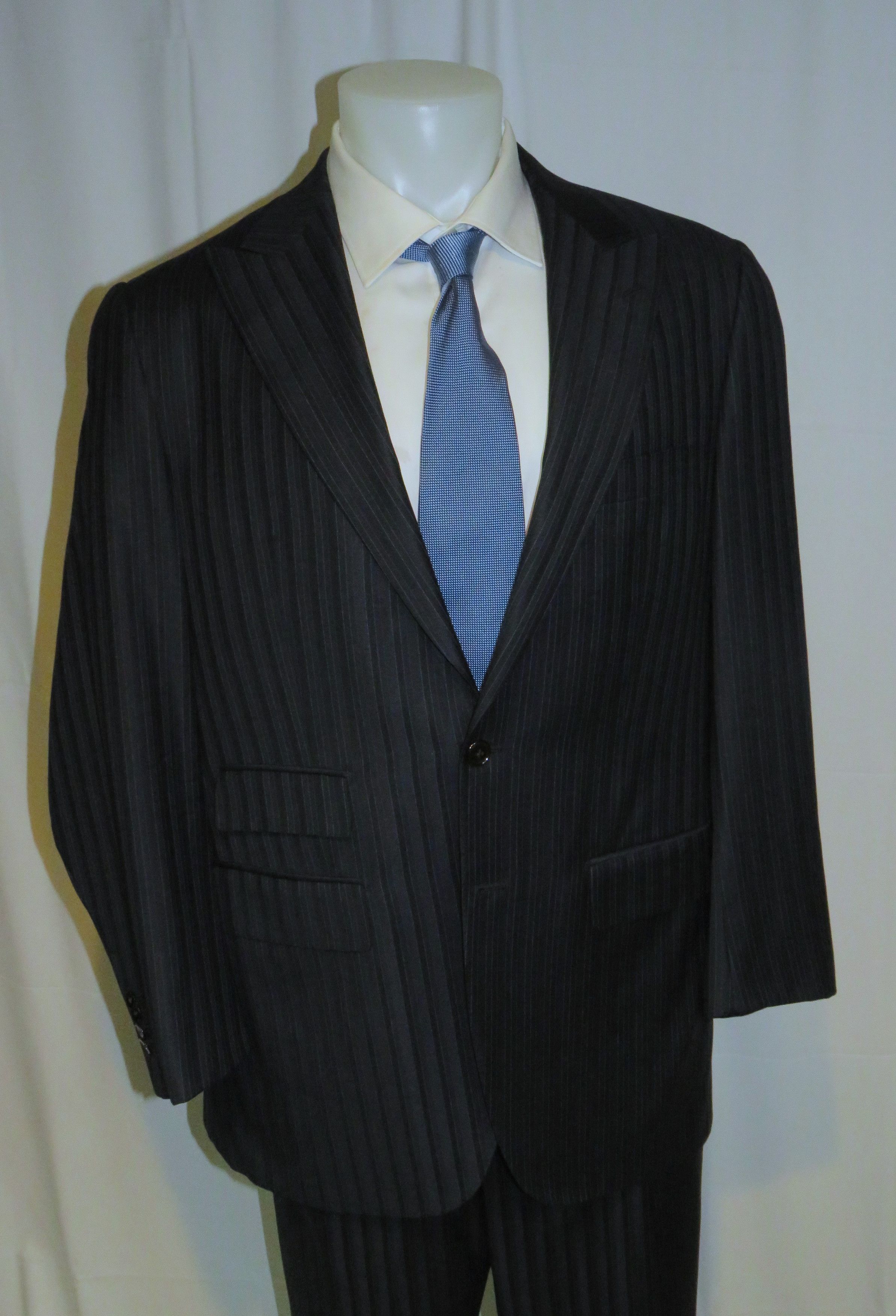 Other Marcello Vero Navy Striped Silk Blend Two Button Suit 43R Size 40R - 9 Thumbnail
