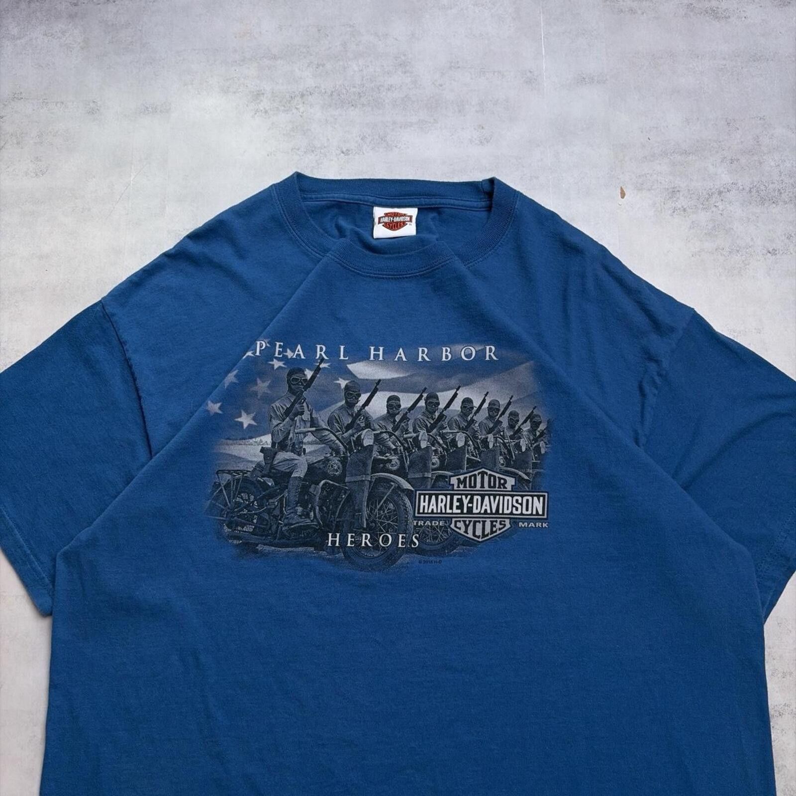 Harley Davidson Y2K Blue Harley Davidson Grunge Pearl Harbor Biker T-Shirt Size US XL / EU 56 / 4 - 4 Thumbnail