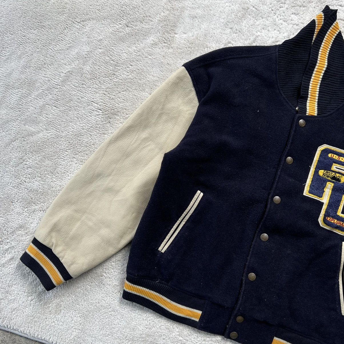 Vintage Varsity Jacket Leather FIRST DOWN BIG SPELLOUT Size US M / EU 48-50 / 2 - 8 Thumbnail