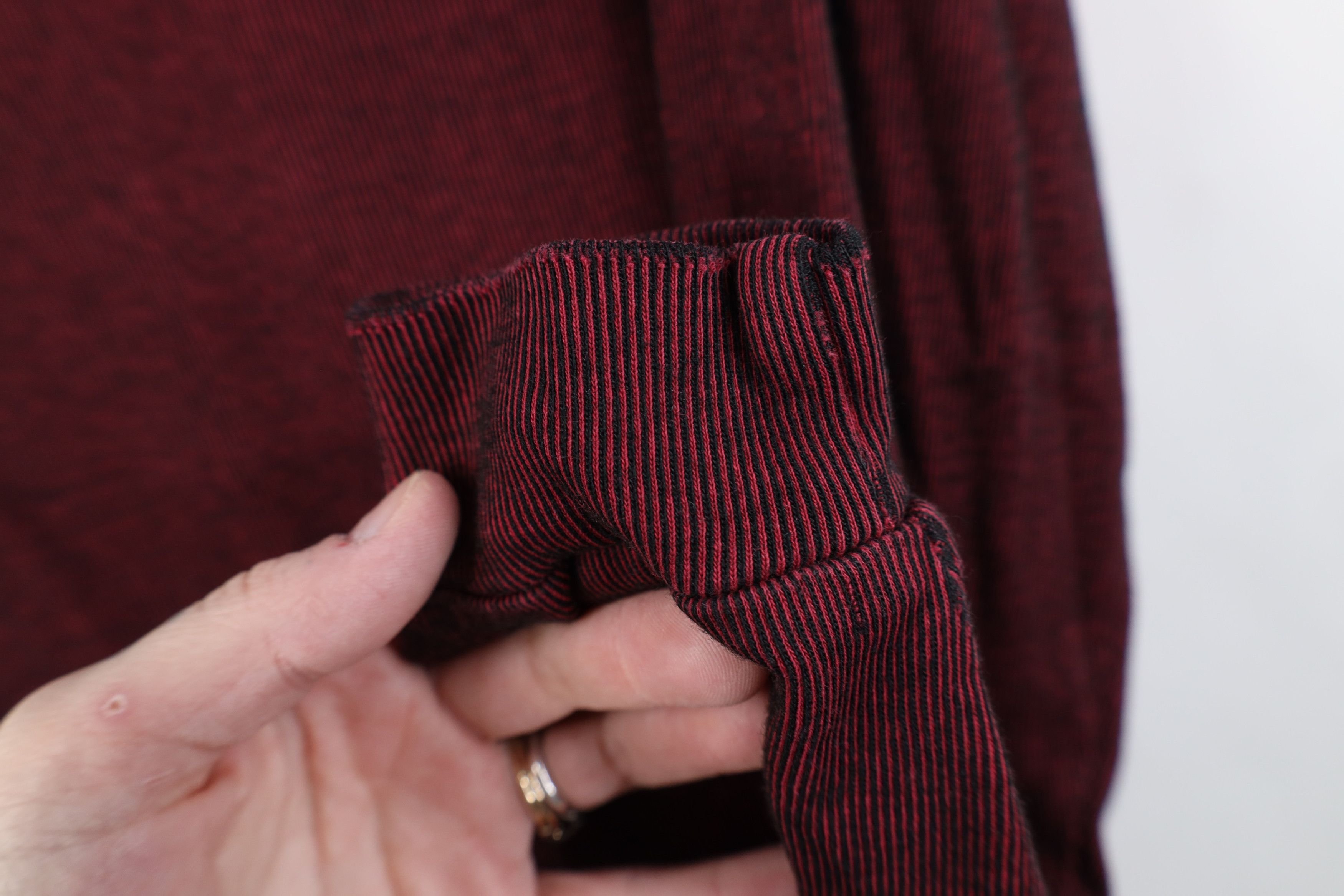 Vintage Vintage 90s Streetwear Ribbed Knit Mock Neck T-Shirt Red Size US M / EU 48-50 / 2 - 10 Thumbnail