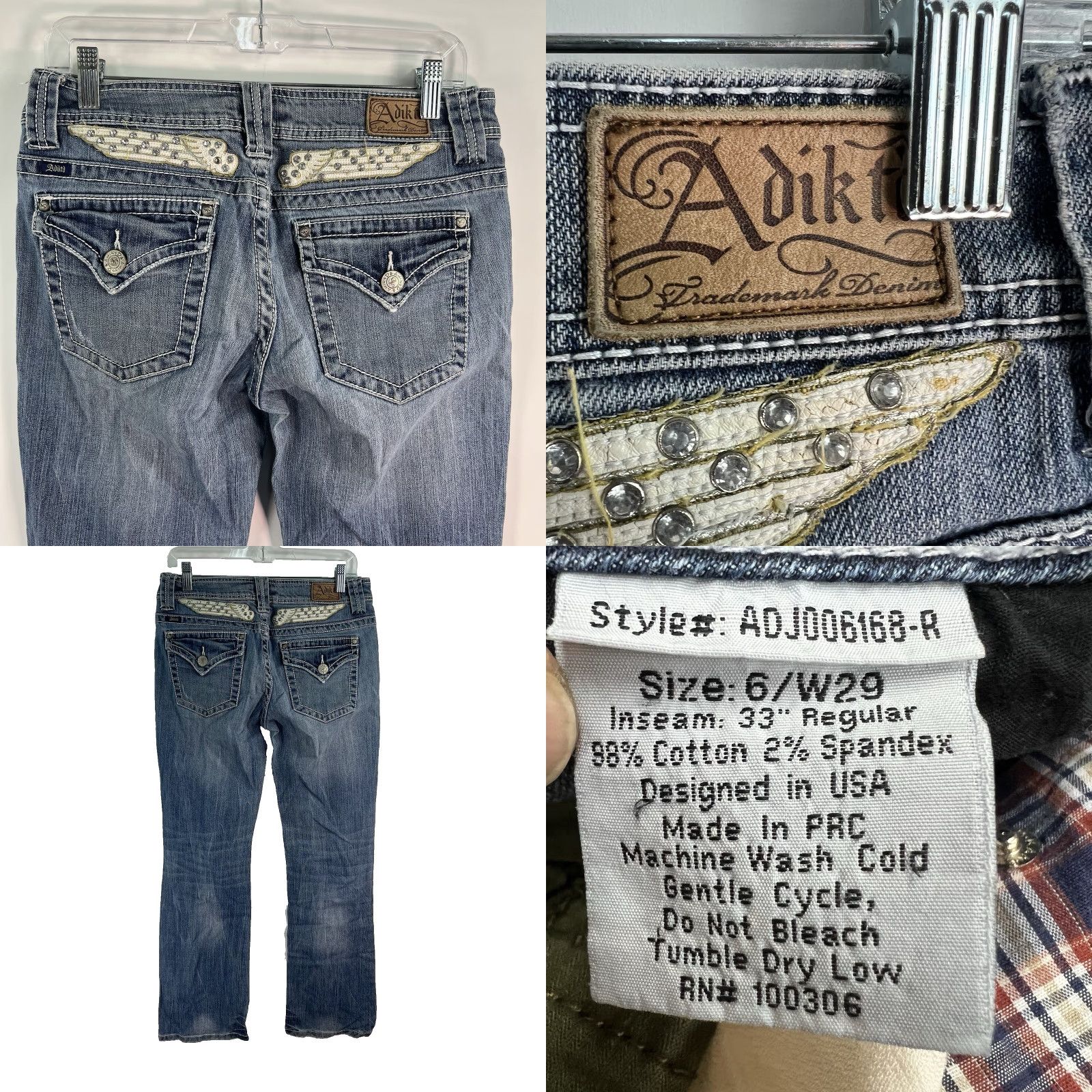 Denime Adiktd Straight Denim Jeans Women’s Size 6 Blue 32X32 Embellished Vintage: No Rise: Low Size 28" / US 6 / IT 42 - 8 Thumbnail