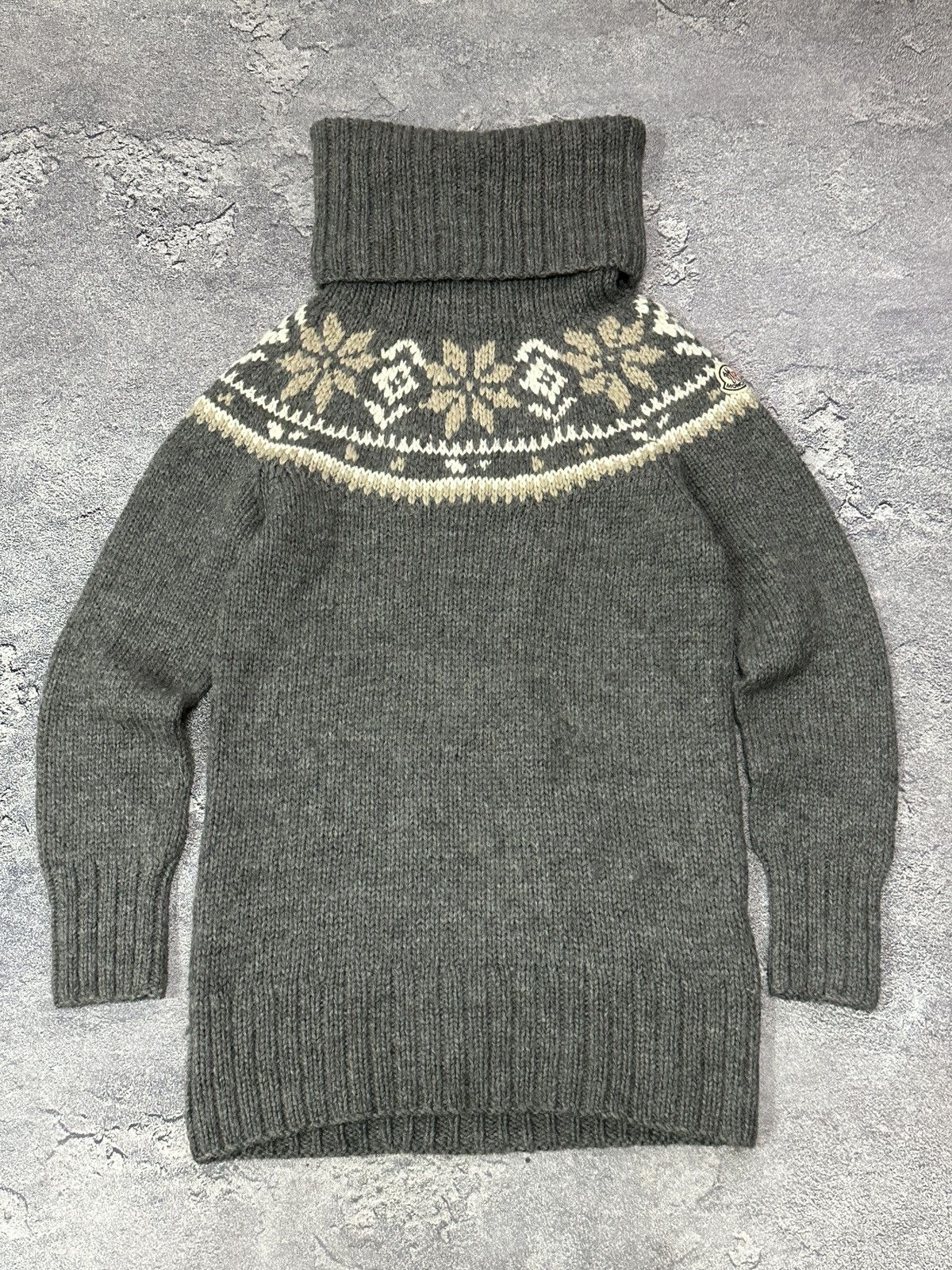 Vintage Moncler Wool Fair Isle Knit Turtleneck Sweater S