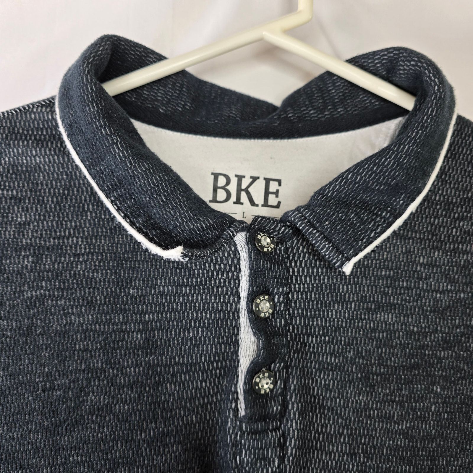BKE Men's BKE Jersey Black White Raw Edge Polo Shirt Size Large Size US L / EU 52-54 / 3 - 4 Thumbnail