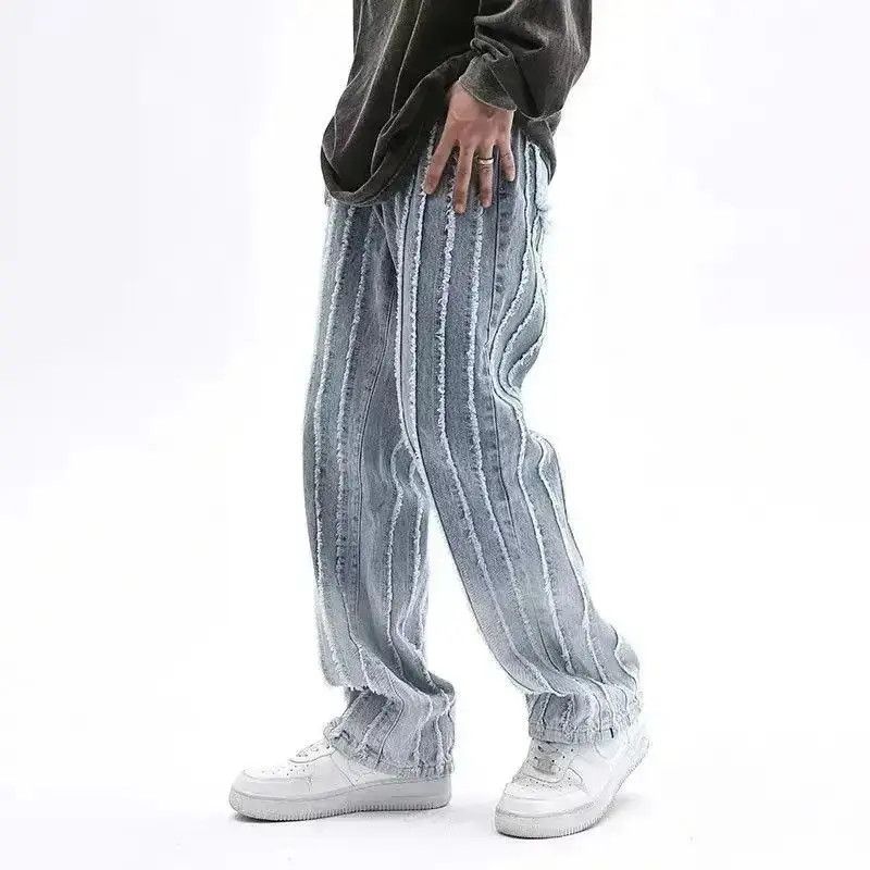 Japanese Brand Striped Baggy Flared Wide Leg Jeans y2k retro Size US 32 / EU 48 - 2 Thumbnail