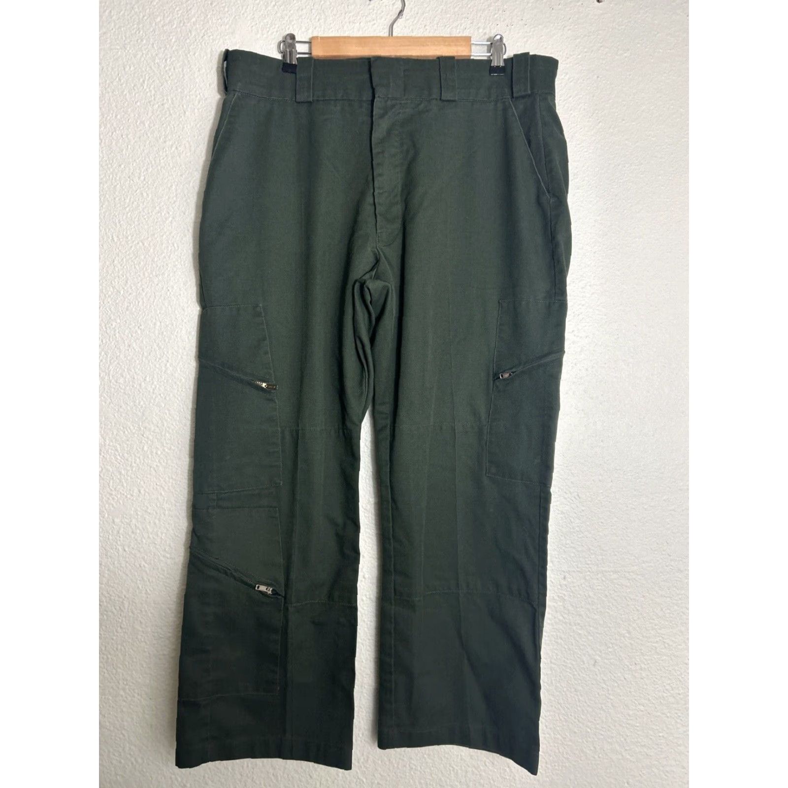 Vintage Pro-Tuff Coast Guard Cargo Pant Army Green 37x28 Men Regular Straight Pocket Cargo Twill Nylon Cotton Damaged? Size US 37 - 2 Thumbnail