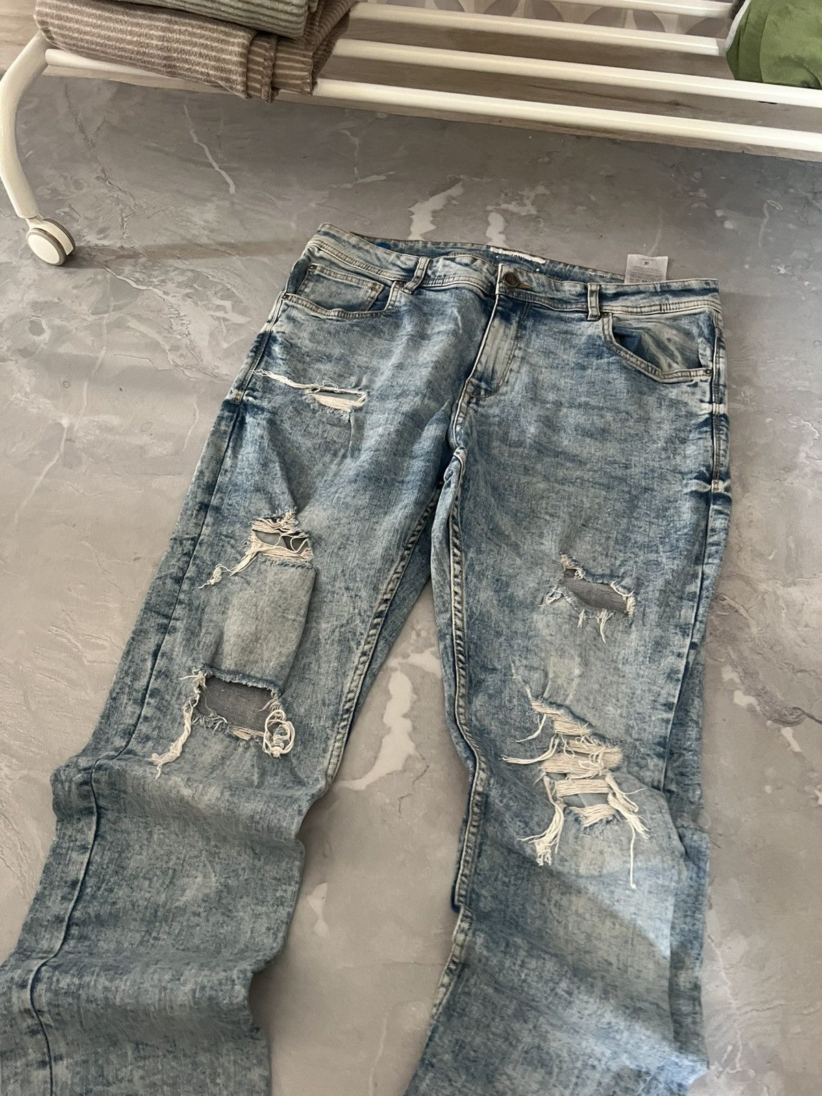 Vintage Slim Fit Blue Denim Jeans Minimal Street Style 90s Size US 36 / EU 52 - 2 Thumbnail