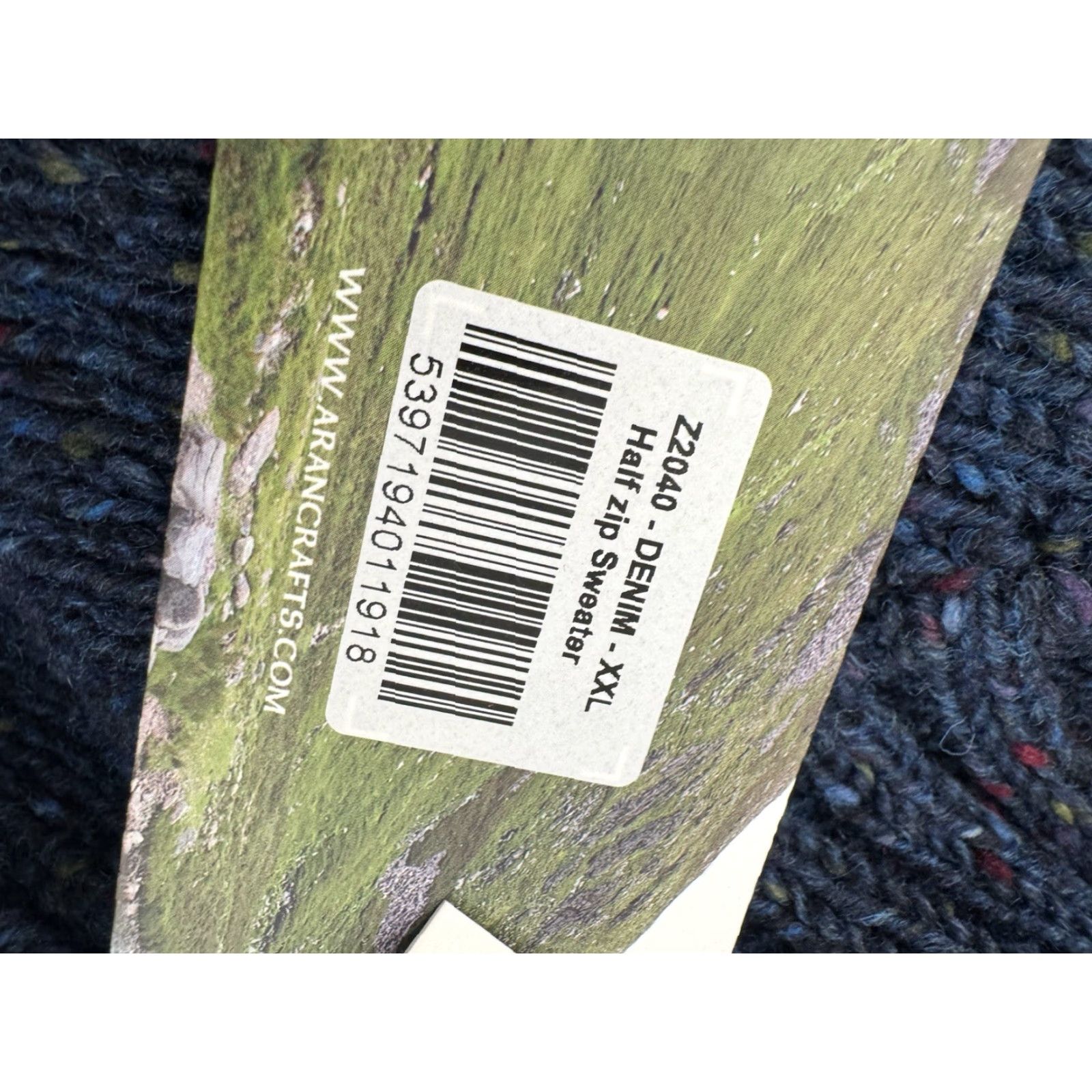Vintage Aran Crafts - Wool Pullover Sweater, Blue, 2XL, Heavy Knit Zipper, Long Sleeve, Knit Wool, Ireland Made, Mens Size US XXL / EU 58 / 5 - 5 Thumbnail