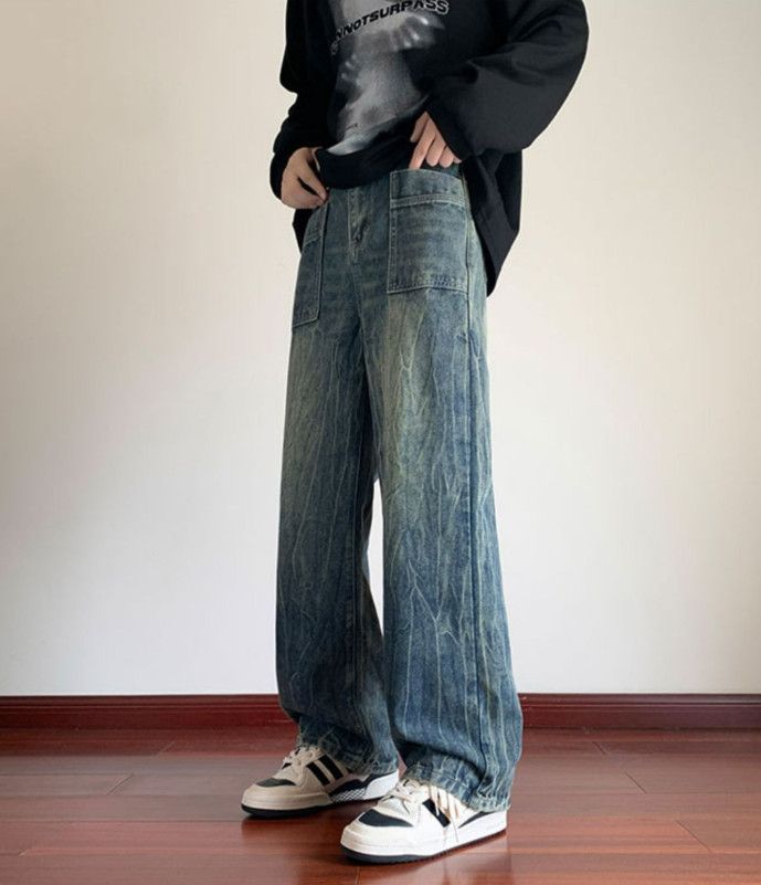 Japanese Brand American-style men's loose wide-leg retro cleanfit jeans Size US 32 / EU 48 - 3 Thumbnail