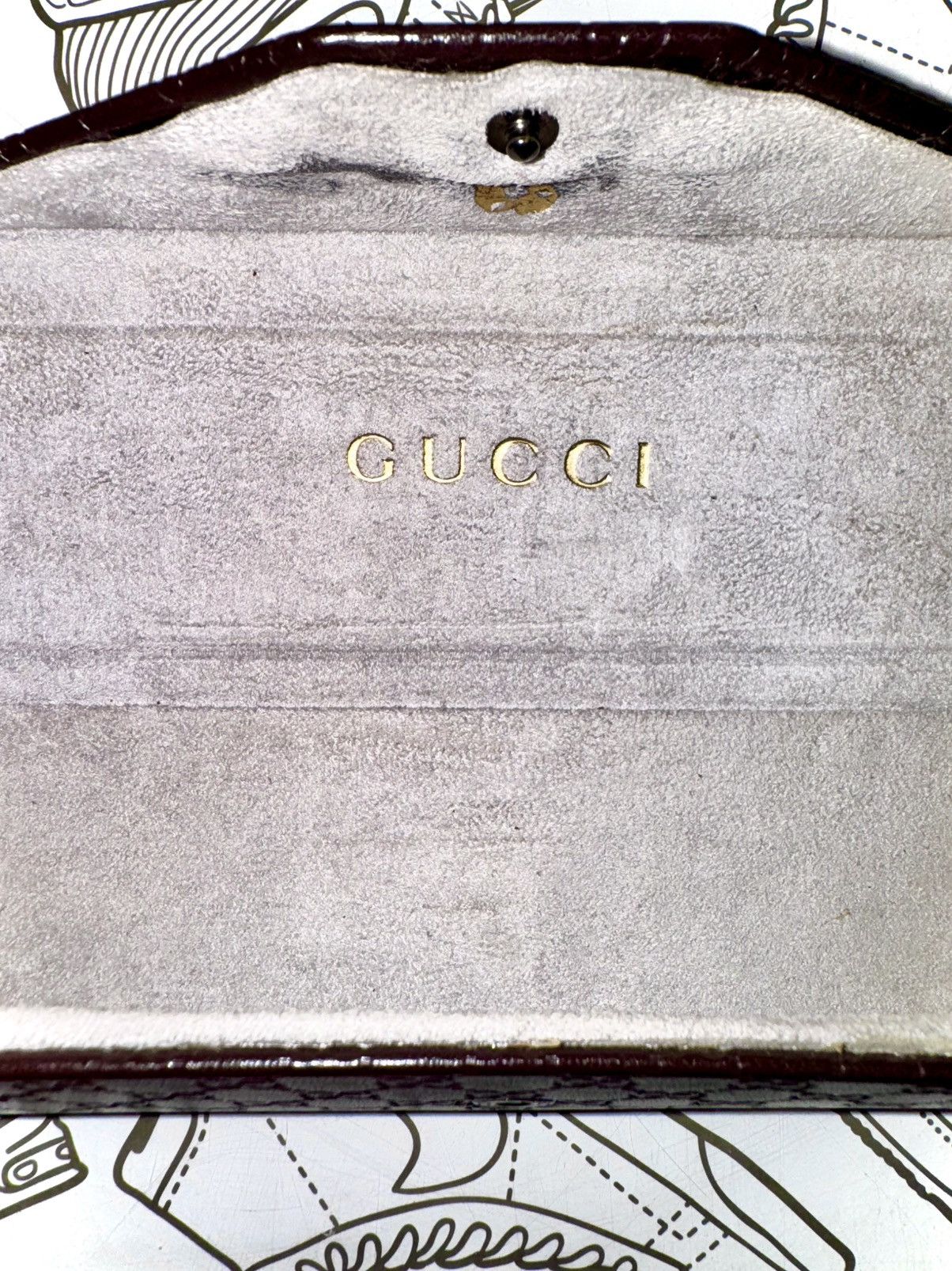 Gucci Medium Brown Gucci Triangular Leather Eyeglass Case Size ONE SIZE - 6 Thumbnail