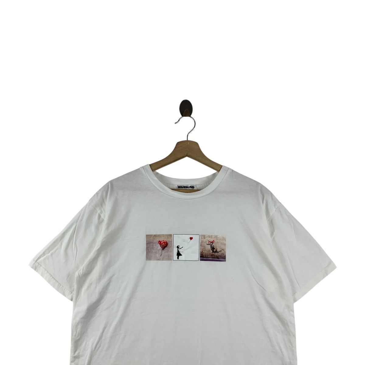 Vintage BRANDALISED BANKSY BALLOON GIRL Rat Tee Shirt Top Graffiti Size M / US 6-8 / IT 42-44 - 2 Thumbnail