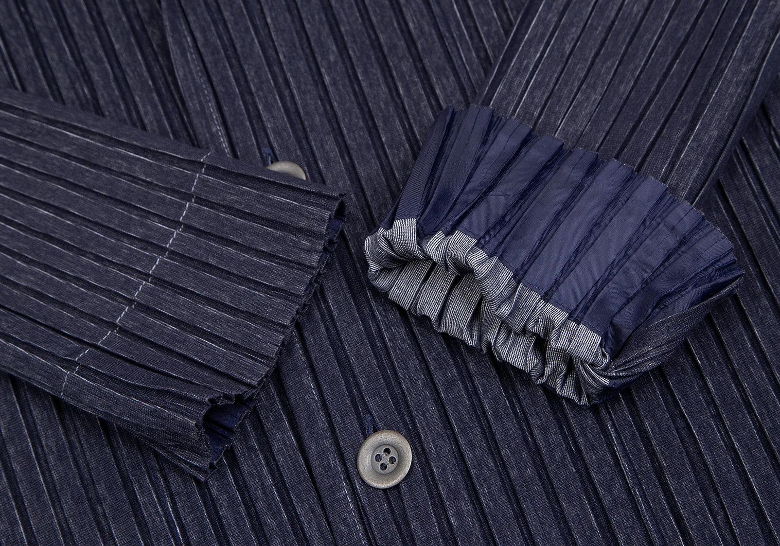 Issey Miyake Indigo Denim Print Pleats Jacket Size US XL / EU 56 / 4 - 7 Thumbnail