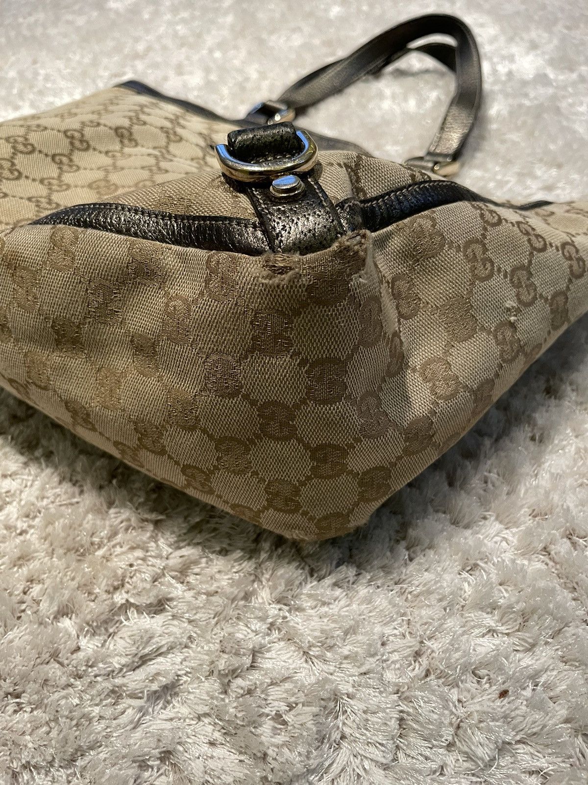 Gucci × Vintage 💎 Gucci Abbey Canvas D-Ring Monogram Vintage Handle Bag Size ONE SIZE - 8 Thumbnail