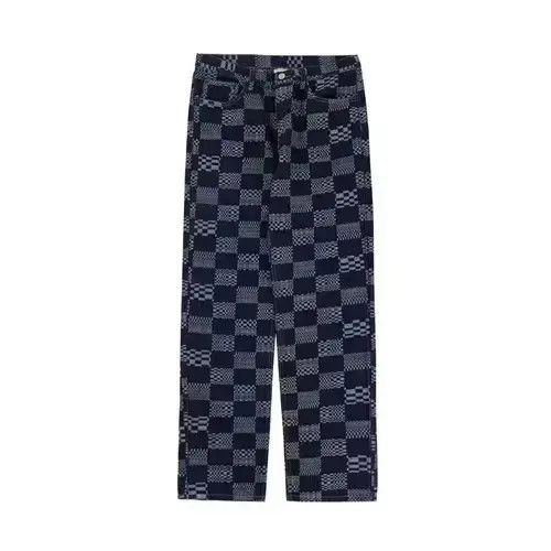 Jean VIBE Check Pattern Graphic Blue Denim Jeans Size US 32 / EU 48 - 8 Thumbnail
