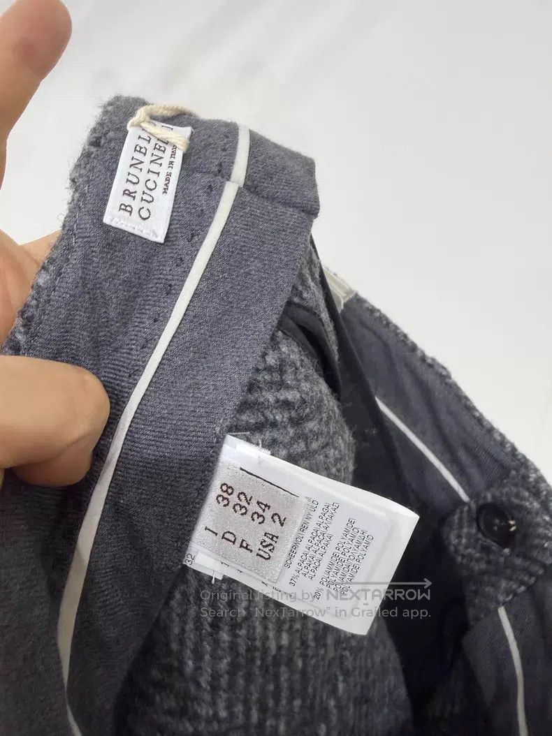 Brunello Cucinelli Brunello Cucinelli Wool and alpaca blend herringbone wide- Size 25" / US 0 / IT 36 - 6 Thumbnail